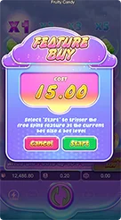 Fruity Candy · Pantau formasi simbol permen serta simbol khusus Free Spins dan Wild pada struktur 5-4-5-4-5.