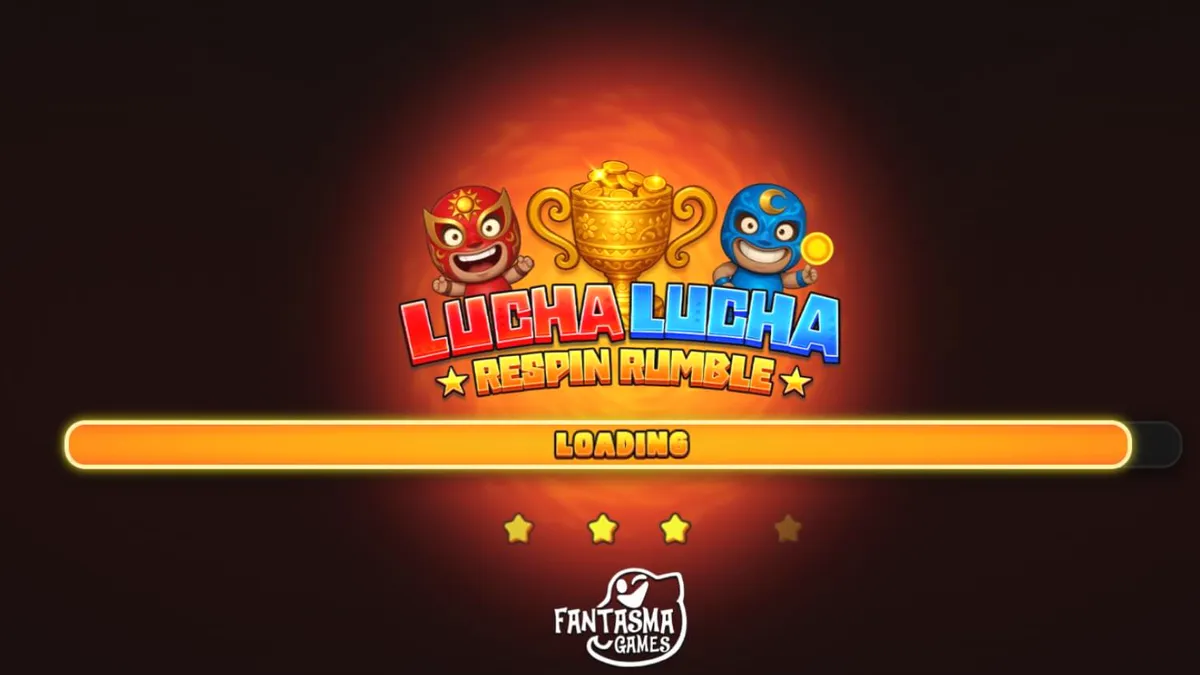 Lucha Lucha Respin Rumble slot game screen with colourful wrestling theme