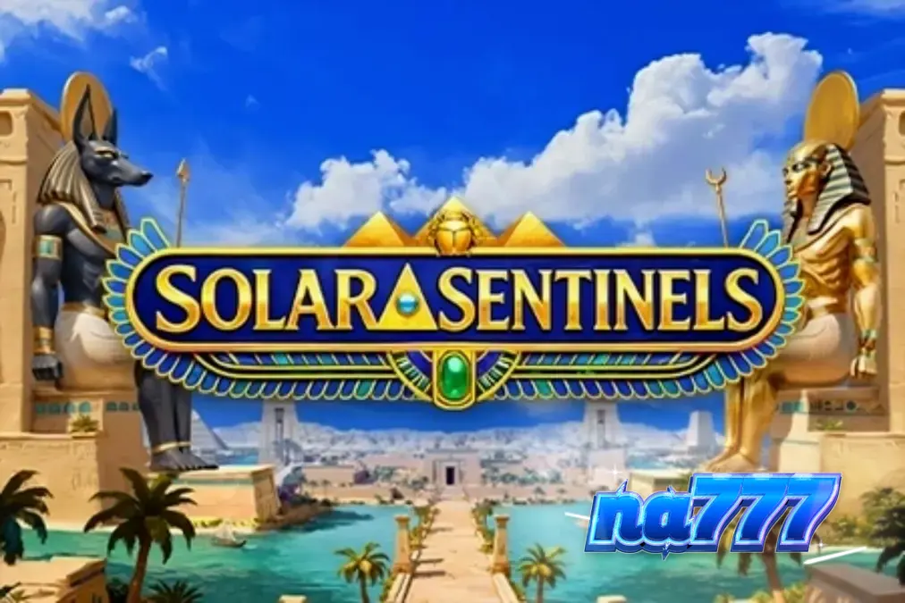 Tampilan visual slot Solar Sentinels dengan latar belakang monumen Mesir kuno.